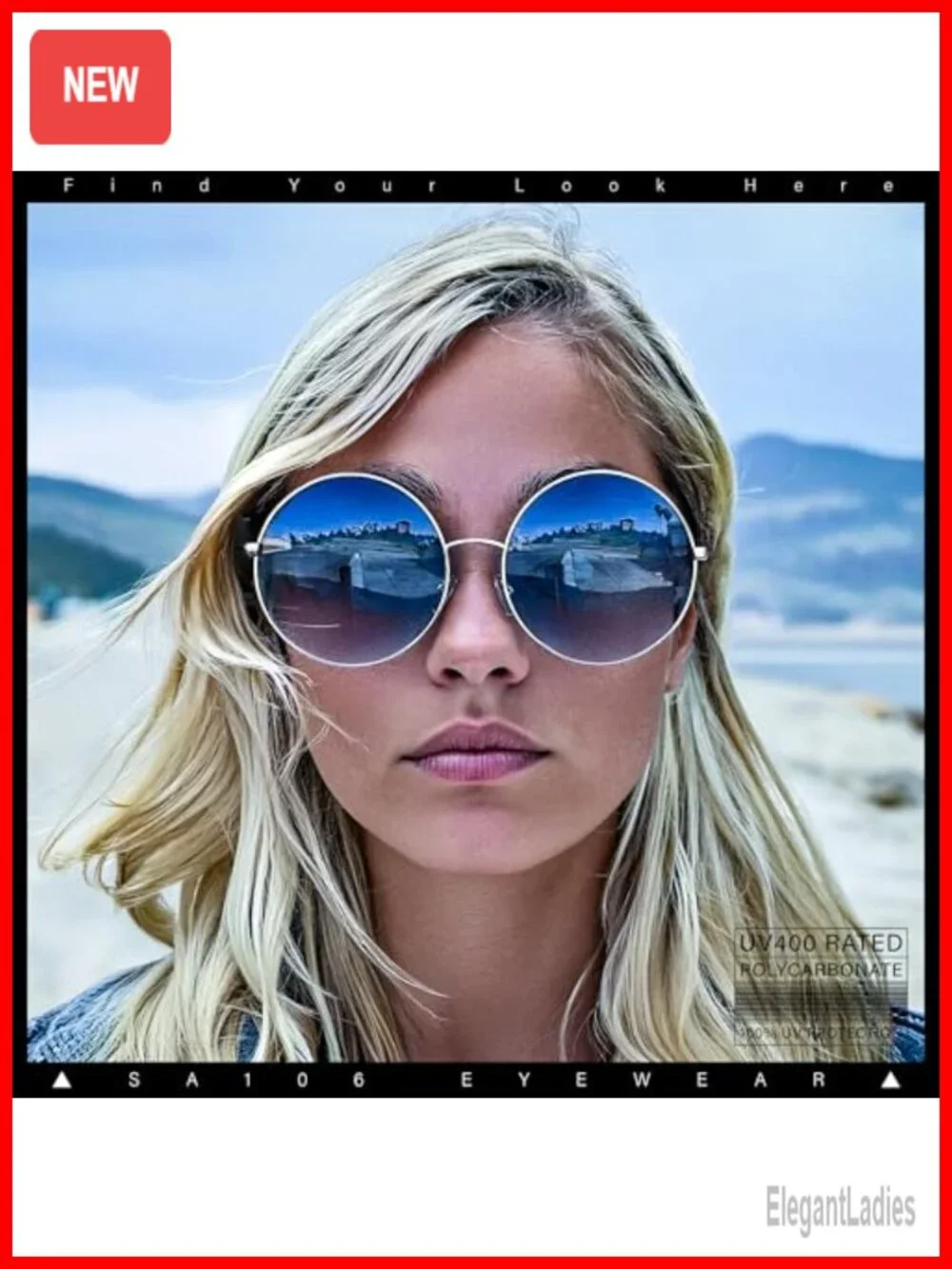 Classic Oversize Round Metal Frame Sunglasses with UV400 Polycarbonate Lenses